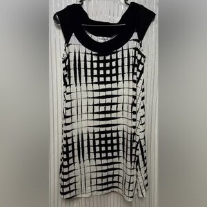 “Karin Steven’s Petites” (10P) Black, White Geometric Dress Pre-Loved Pretty